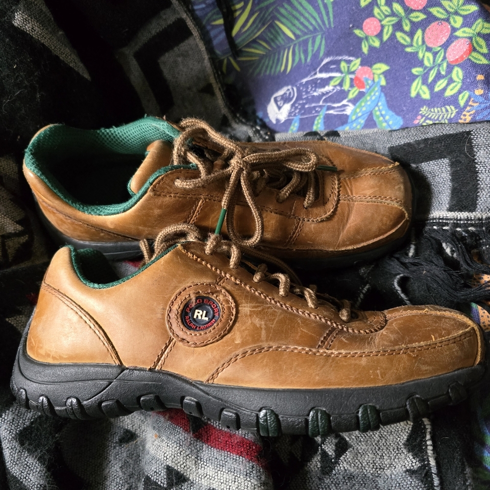 Vintage Polo Sport Ralph Lauren Vintage Brown Leather Lace Up Shoes women size 6